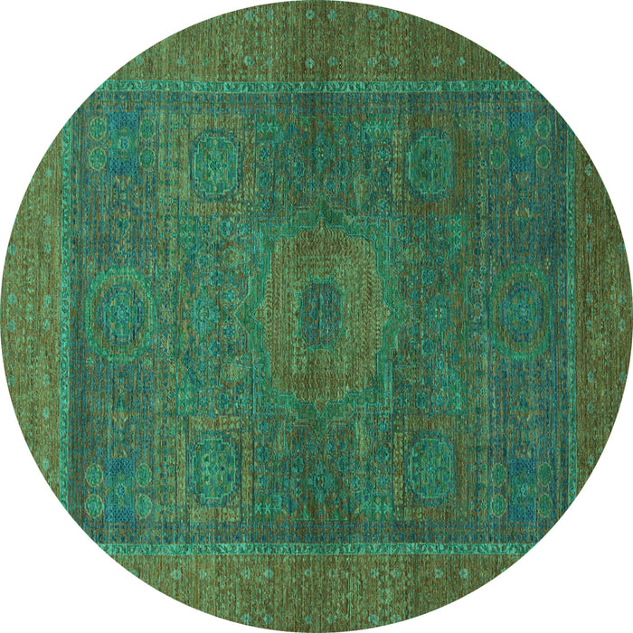 Round Machine Washable Abstract Turquoise Modern Area Rugs, wshabs1329turq