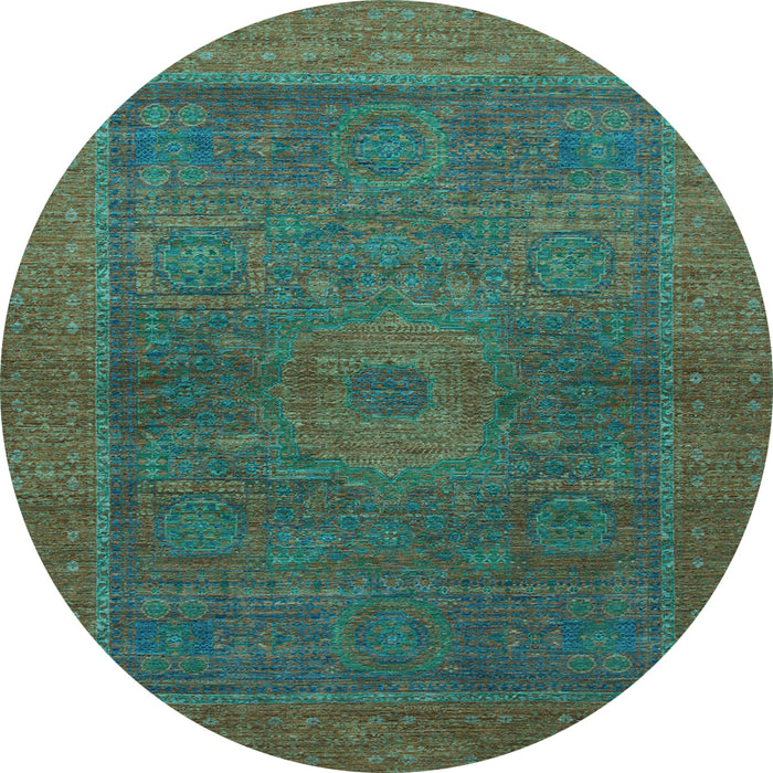Round Abstract Light Blue Modern Rug, abs1329lblu