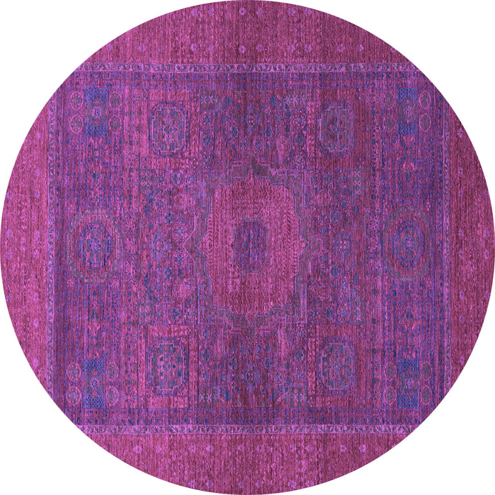 Round Abstract Purple Modern Rug, abs1329pur