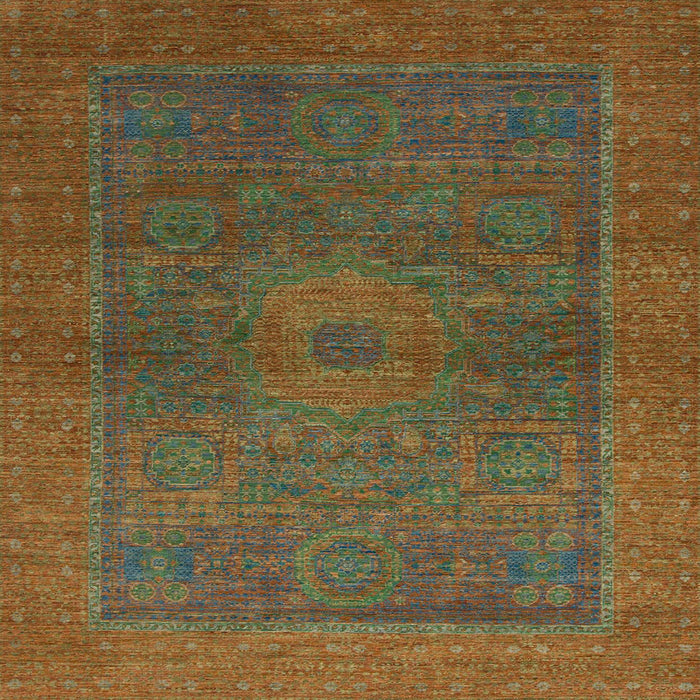 Square Abstract Saddle Brown Modern Rug, abs1329