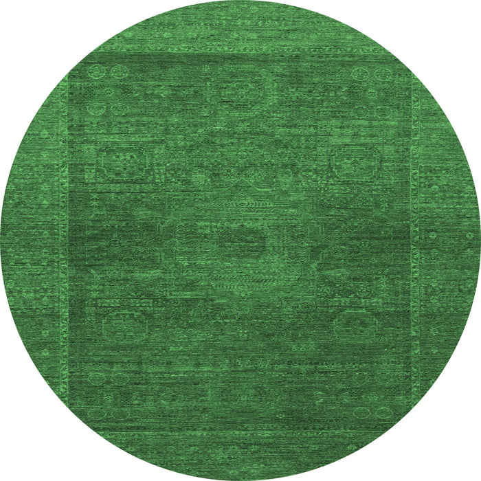 Round Abstract Emerald Green Modern Rug, abs1329emgrn