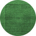 Round Abstract Emerald Green Modern Rug, abs1329emgrn