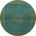 Round Machine Washable Abstract Light Blue Modern Rug, wshabs1329lblu