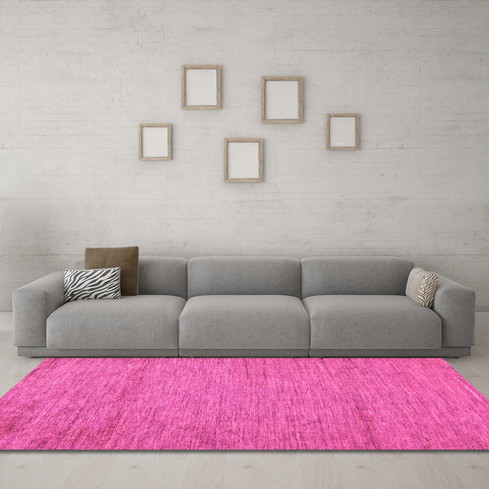Machine Washable Abstract Pink Modern Rug in a Living Room, wshabs132pnk