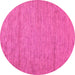 Round Machine Washable Abstract Pink Modern Rug, wshabs132pnk