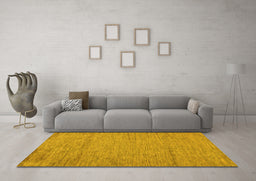 Machine Washable Abstract Yellow Modern Rug in a Living Room, wshabs132yw