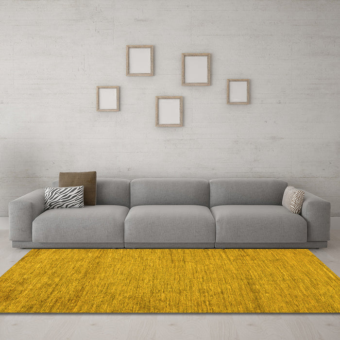 Machine Washable Abstract Yellow Modern Rug in a Living Room, wshabs132yw
