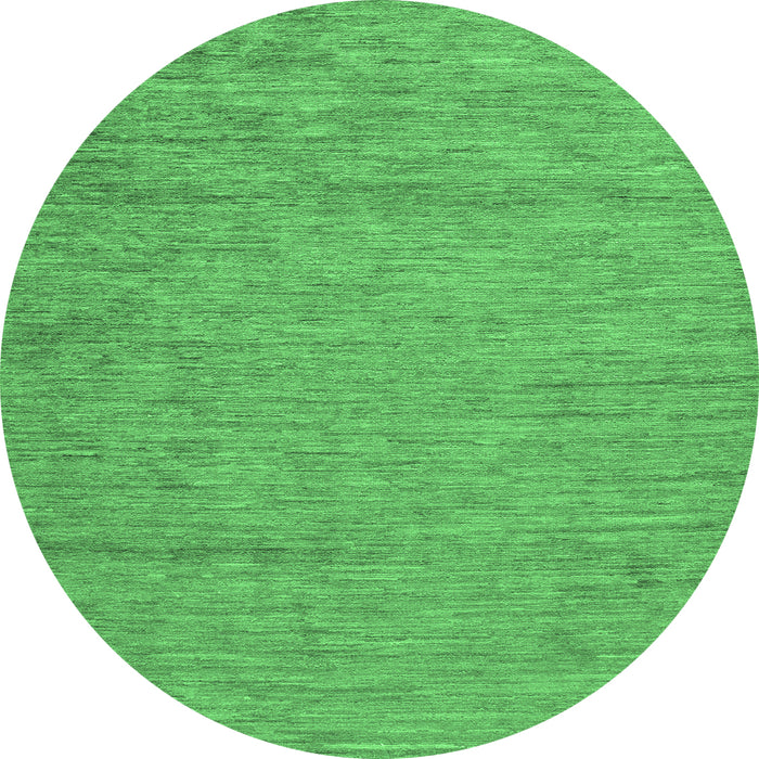 Round Machine Washable Abstract Emerald Green Modern Area Rugs, wshabs132emgrn
