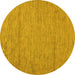 Round Machine Washable Abstract Yellow Modern Rug, wshabs132yw