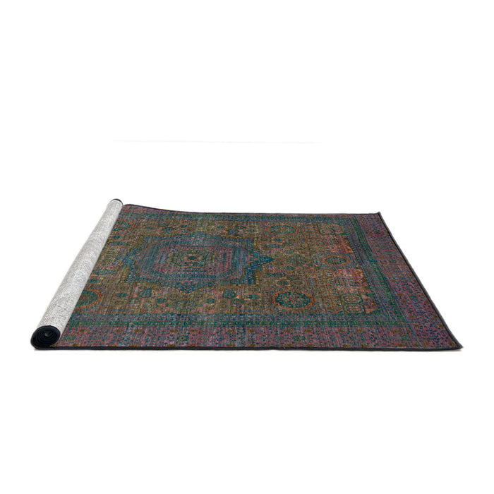 Sideview of Machine Washable Abstract Coffee Brown Rug, wshabs1330
