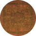 Round Abstract Orange Modern Rug, abs1330org