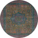 Round Abstract Coffee Brown Modern Rug, abs1330