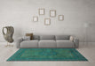 Machine Washable Abstract Turquoise Modern Area Rugs in a Living Room,, wshabs1330turq