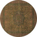 Round Abstract Brown Modern Rug, abs1330brn