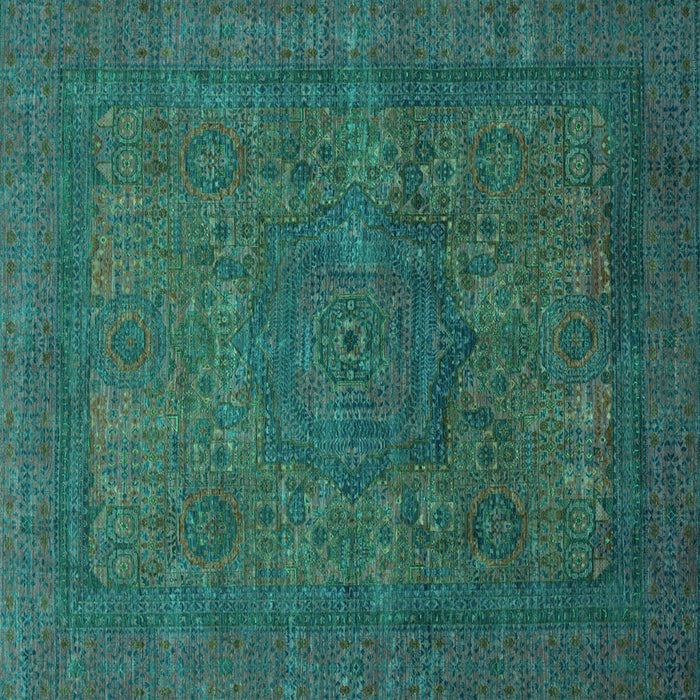 Square Abstract Turquoise Modern Rug, abs1330turq