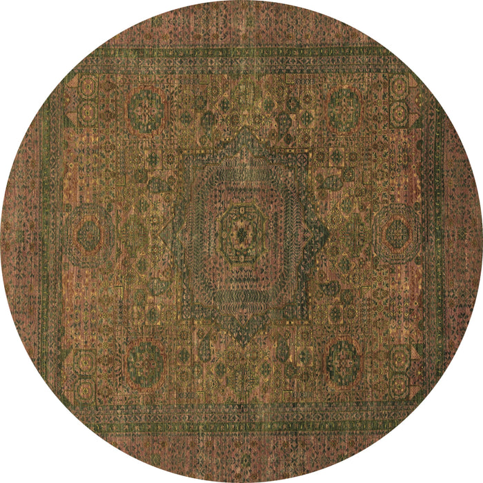 Round Machine Washable Abstract Brown Modern Rug, wshabs1330brn