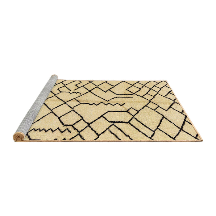 Sideview of Machine Washable Abstract Brown Gold Rug, wshabs1331
