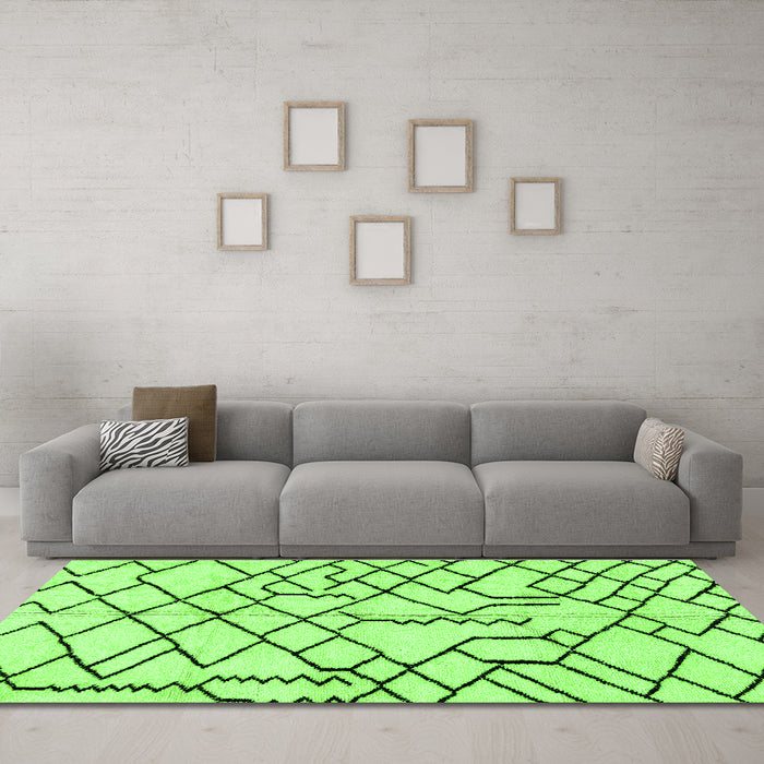 Machine Washable Solid Green Modern Area Rugs in a Living Room,, wshabs1331grn