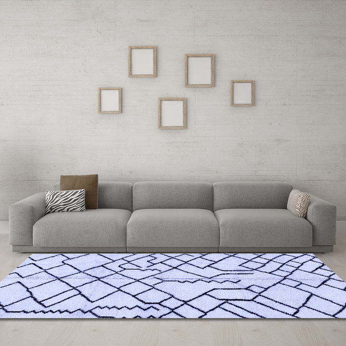 Machine Washable Solid Blue Modern Rug in a Living Room, wshabs1331blu