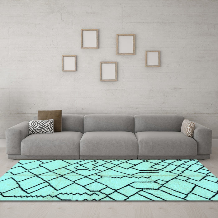 Machine Washable Solid Light Blue Modern Rug in a Living Room, wshabs1331lblu