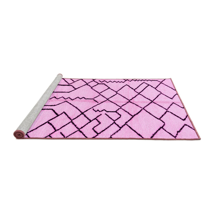Sideview of Machine Washable Solid Pink Modern Rug, wshabs1331pnk