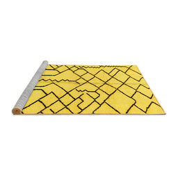 Sideview of Machine Washable Solid Yellow Modern Rug, wshabs1331yw