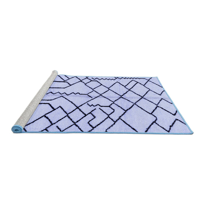 Sideview of Machine Washable Solid Blue Modern Rug, wshabs1331blu