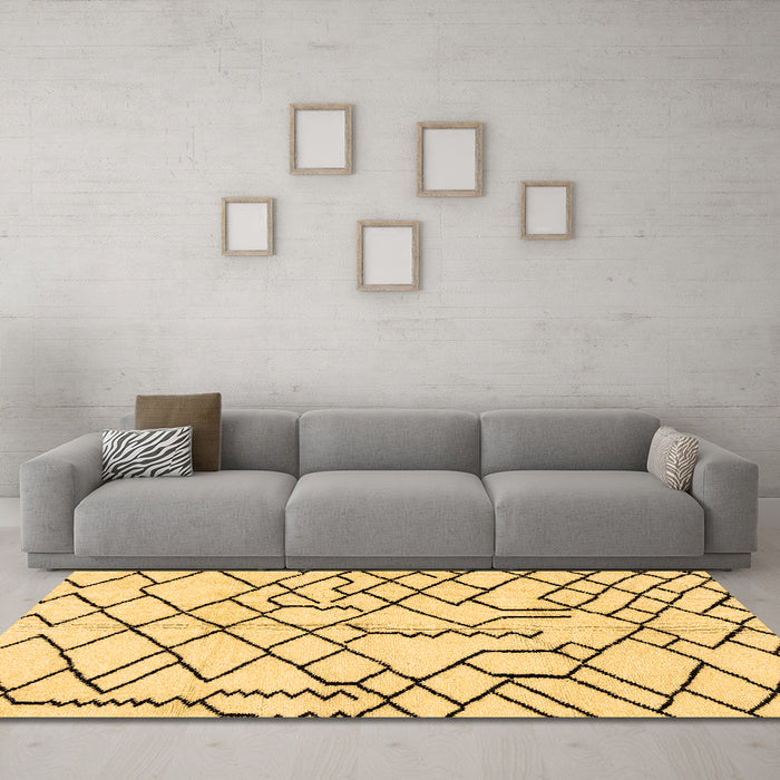 Machine Washable Solid Brown Modern Rug in a Living Room,, wshabs1331brn