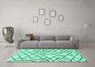 Machine Washable Solid Turquoise Modern Area Rugs in a Living Room,, wshabs1331turq