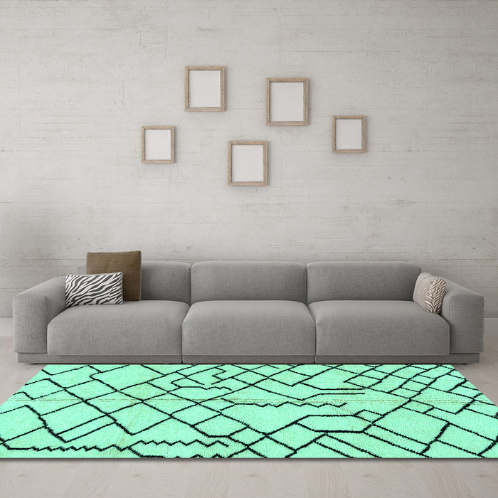 Machine Washable Solid Turquoise Modern Area Rugs in a Living Room,, wshabs1331turq
