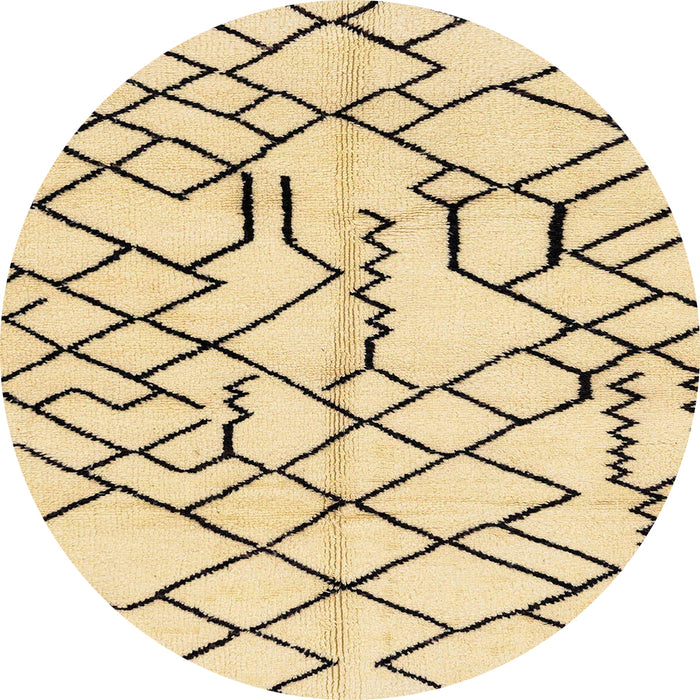 Round Machine Washable Abstract Brown Gold Rug, wshabs1331