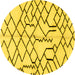 Round Solid Yellow Modern Rug, abs1331yw