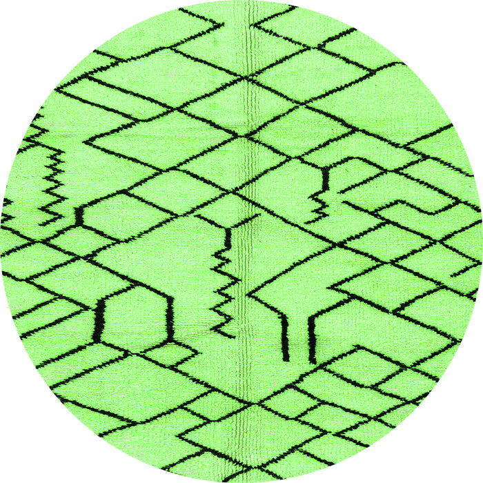 Round Machine Washable Solid Green Modern Area Rugs, wshabs1331grn