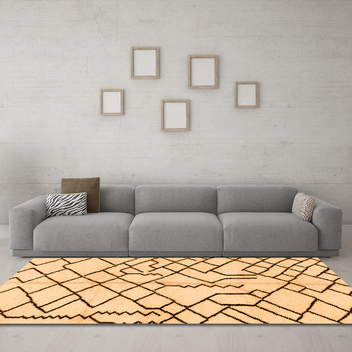 Machine Washable Solid Orange Modern Area Rugs in a Living Room, wshabs1331org