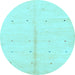 Round Solid Light Blue Modern Rug, abs1332lblu