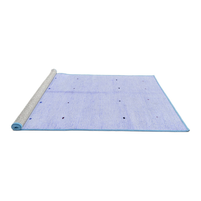 Sideview of Machine Washable Solid Blue Modern Rug, wshabs1332blu