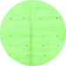 Round Machine Washable Solid Green Modern Area Rugs, wshabs1332grn