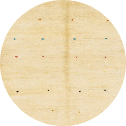 Round Machine Washable Abstract Sun Yellow Rug, wshabs1332