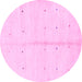 Round Machine Washable Solid Pink Modern Rug, wshabs1332pnk