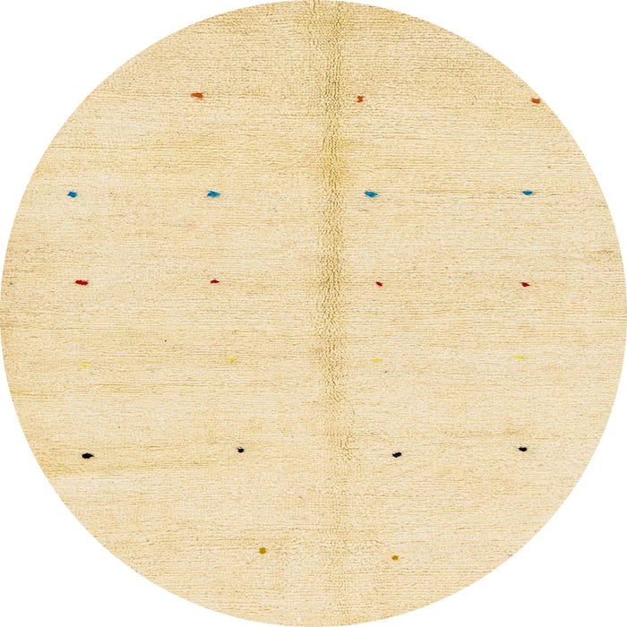 Round Abstract Sun Yellow Solid Rug, abs1332