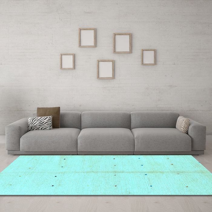 Machine Washable Solid Light Blue Modern Rug in a Living Room, wshabs1332lblu