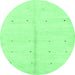 Round Machine Washable Solid Emerald Green Modern Area Rugs, wshabs1332emgrn