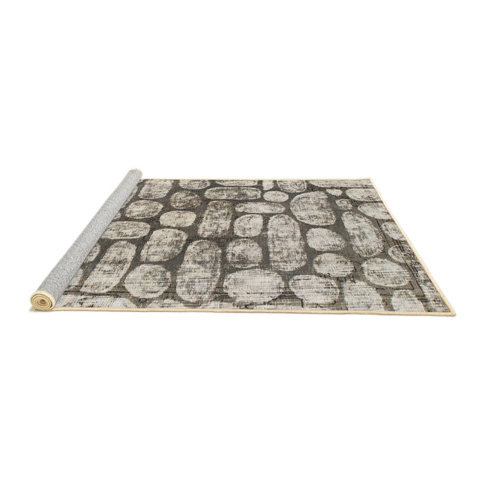 Sideview of Machine Washable Abstract Sandstone Brown Rug, wshabs1333