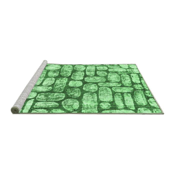 Sideview of Machine Washable Abstract Emerald Green Modern Area Rugs, wshabs1333emgrn