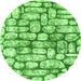 Round Machine Washable Abstract Green Modern Area Rugs, wshabs1333grn