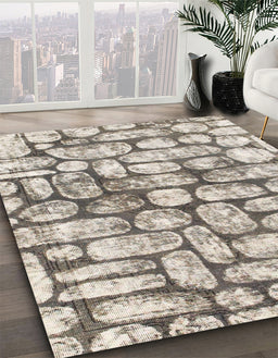 Abstract Sandstone Brown Modern Rug in Family Room, abs1333