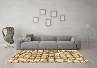 Machine Washable Abstract Brown Modern Rug, wshabs1333brn