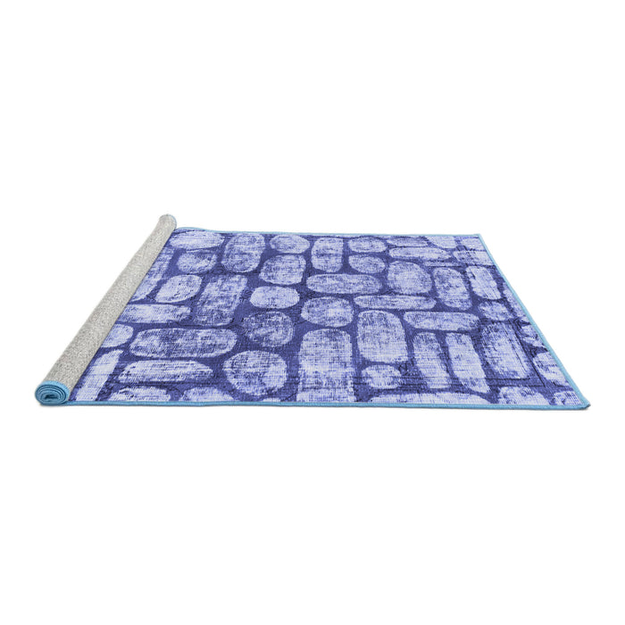 Sideview of Machine Washable Abstract Blue Modern Rug, wshabs1333blu