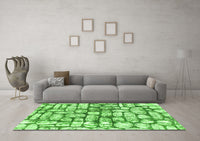 Machine Washable Abstract Green Modern Rug, wshabs1333grn