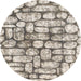 Round Abstract Sandstone Brown Modern Rug, abs1333